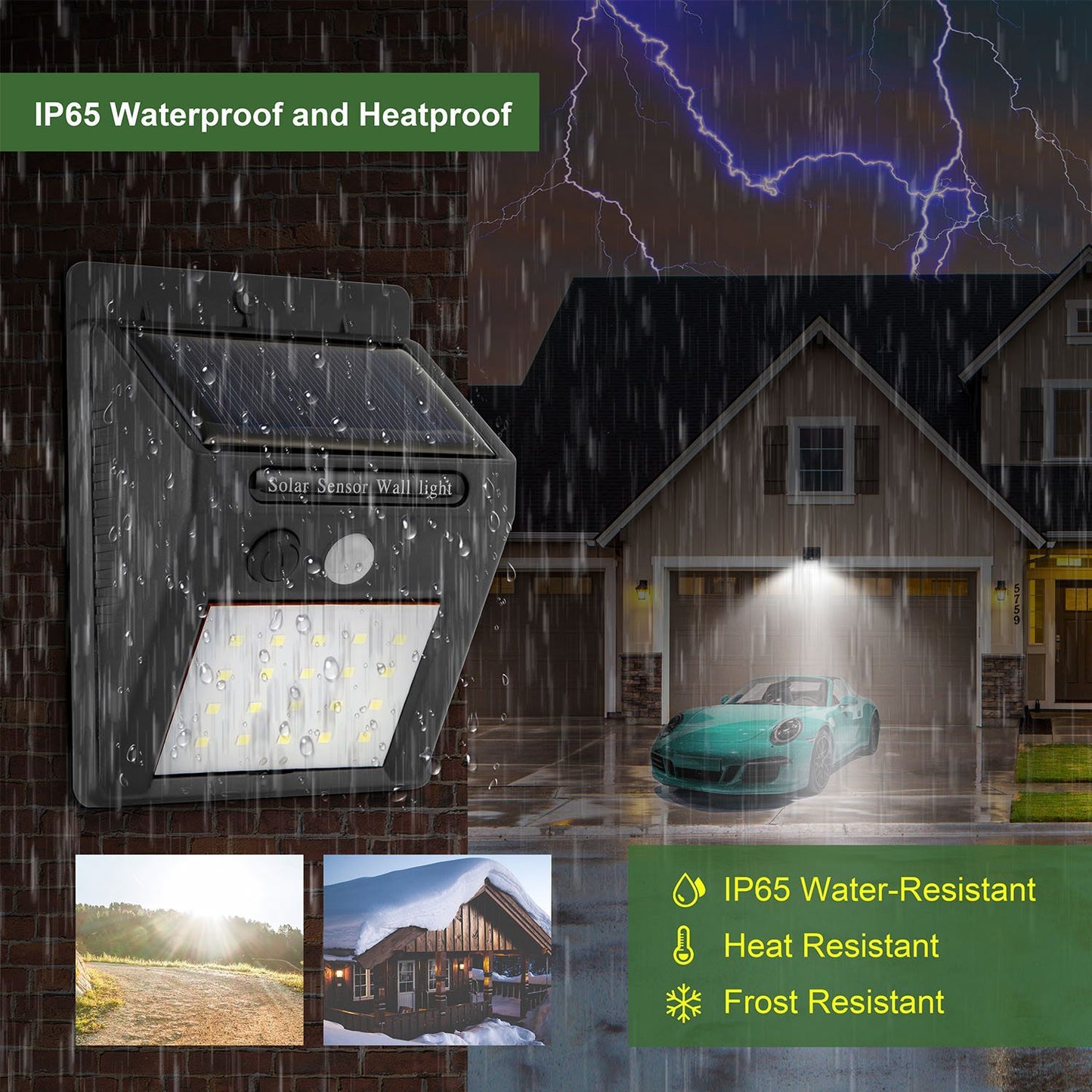 1Pc Solar Light 20 LEDs Outdoor PIR Motion Sensor Lights IP65 Waterproof 120 Degree Sensing Wide Angle Lighting For Garage Front Door Garden Pathway