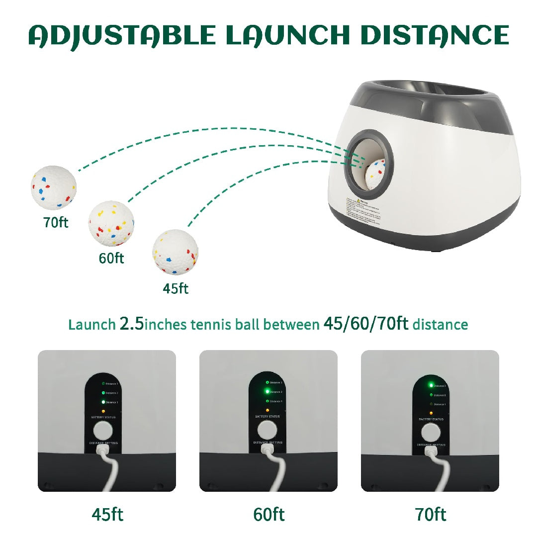 Only Supports Self Pickup Dog Ball Thrower, Automatic Ball Launcher, Indoor-Outdoor Interactive Dog Toy With Three Scopes, Includes Balls And A Data Cable, Grey-Green